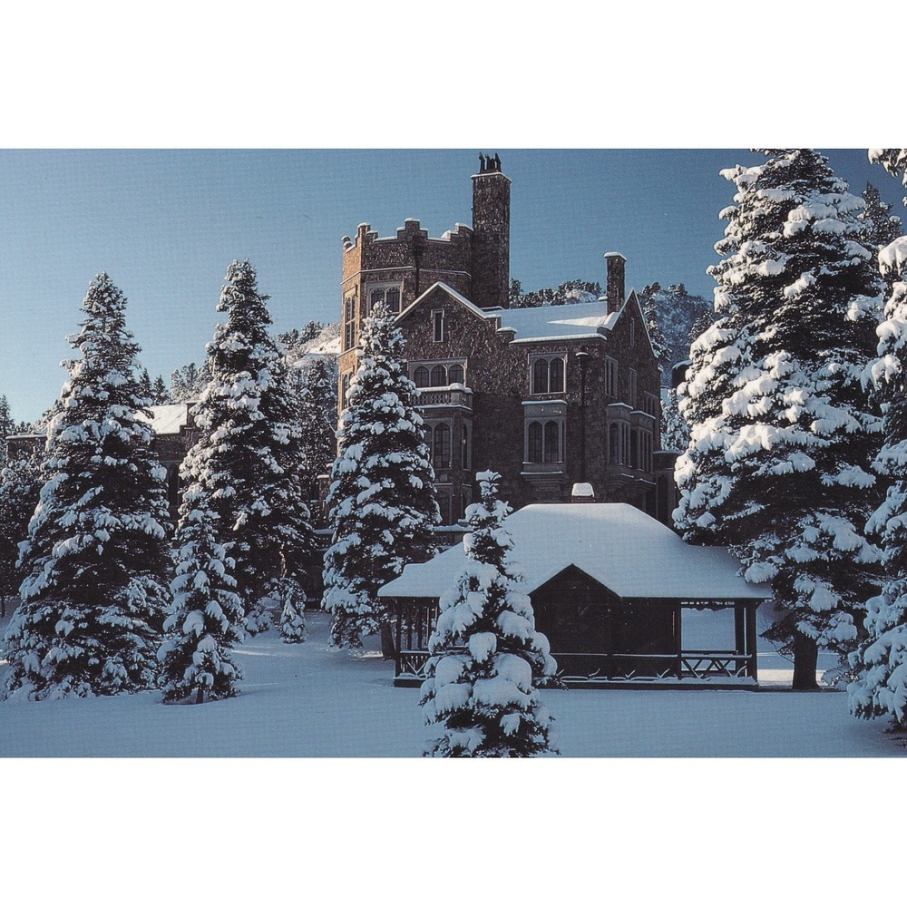 Glen Eyrie Castle Colorado Springs Snow Postcard Vintage Gothic Architectural